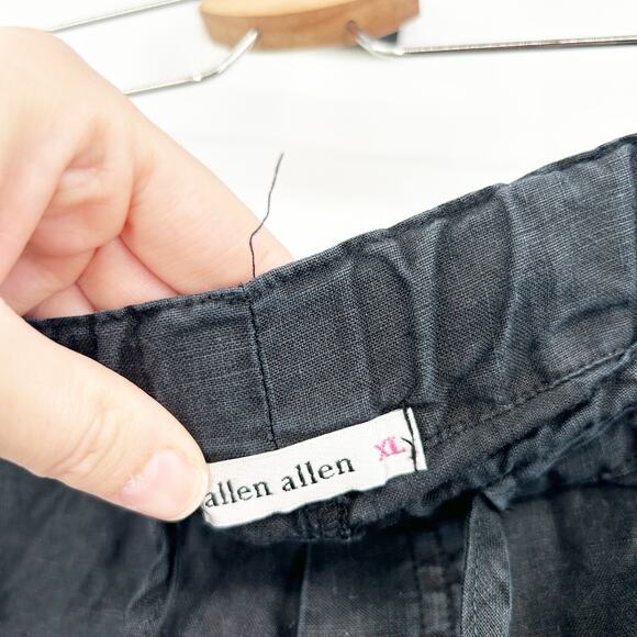 Allen Allen Womens Minimalist Beachy‎ Pull On Wide Leg 100% Linen Pants XL Black - Picture 5 of 7
